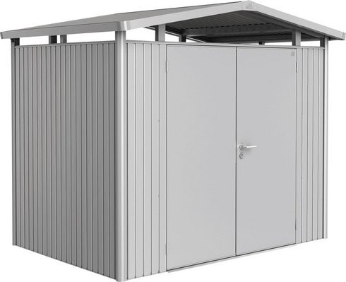 Biohort Gerätehaus Panorama aus Metall in Silber Metallic mit Satteldach und Doppeltür, B/H/T: 273 x 227 x 198 cm - Bild 2