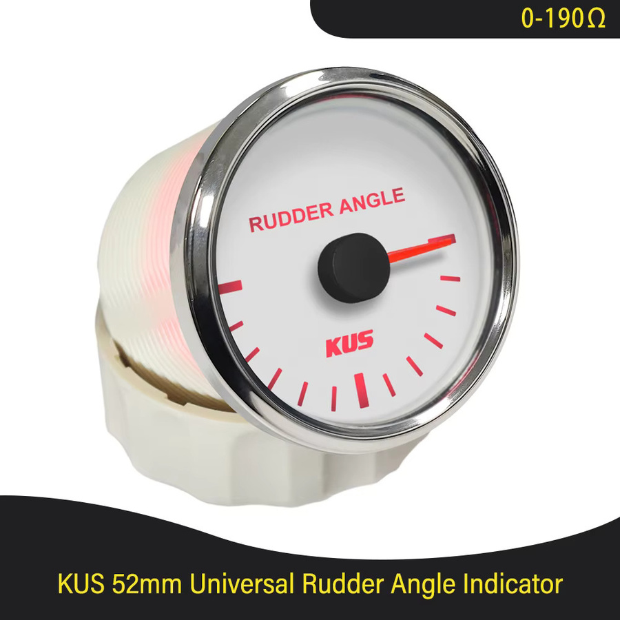 KUS Universal Marine Boot Ruderwinkel-Anzeige mit rot-gelber Hintergrundbeleuchtung, 0-190 Ohm, Durchmesser: 52 mm, Breite: 85 mm - Bild 2