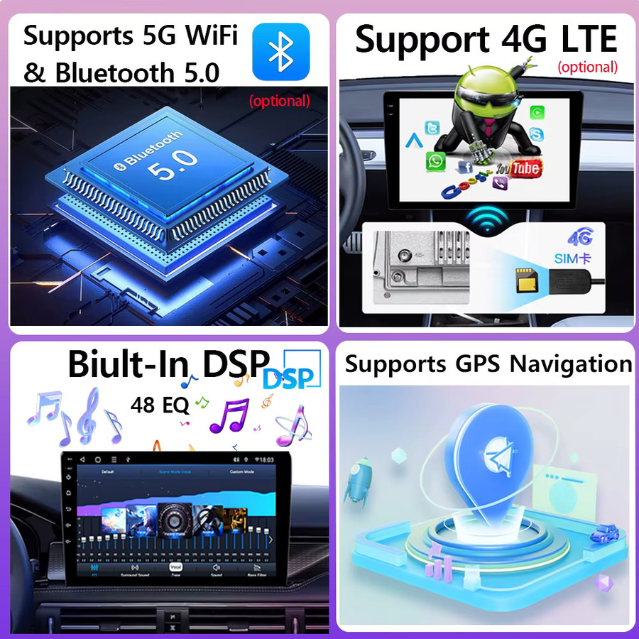 AutoNevee Android 16 Multimedia-Autoradio mit GPS und 5G Navigation für Toyota Prius 3 XW30 (2009 - 2015) Rechtslenker, Schwarz - Bild 4