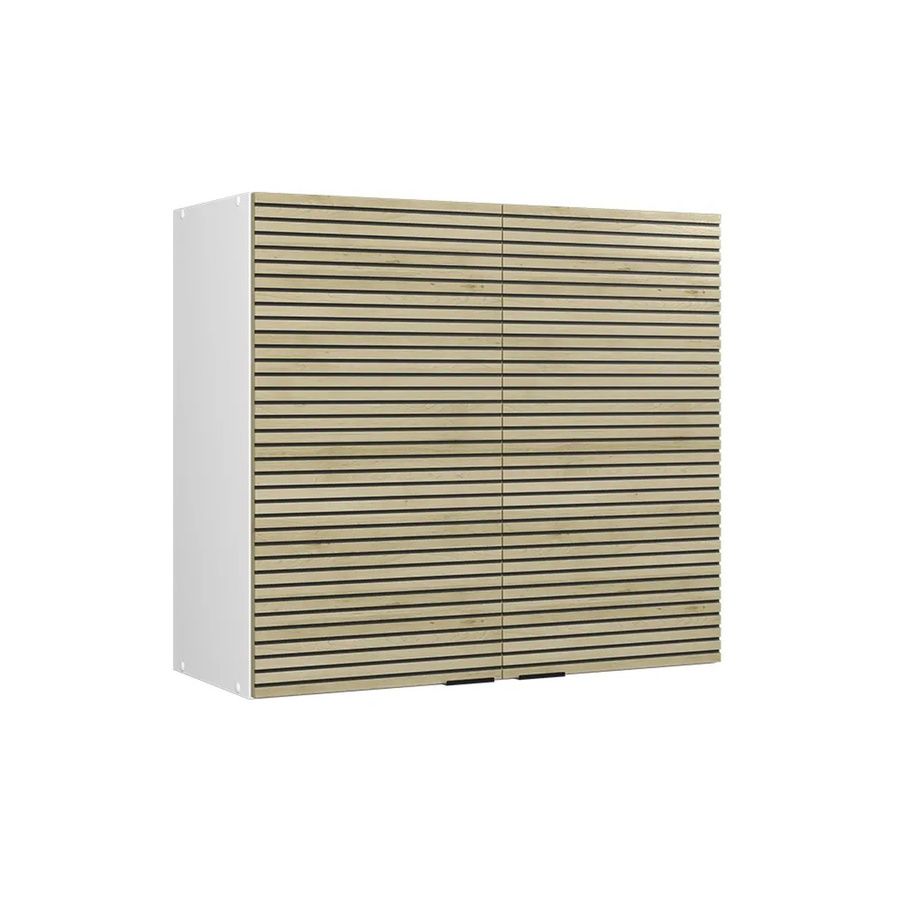 Vicco Hängeschrank Fame-Line Glashängeschrank mit Weiß Korpus und Eiche Paneel, Breite: 80 cm, Höhe: 72 cm, Tiefe: 34,1 cm - Bild 3