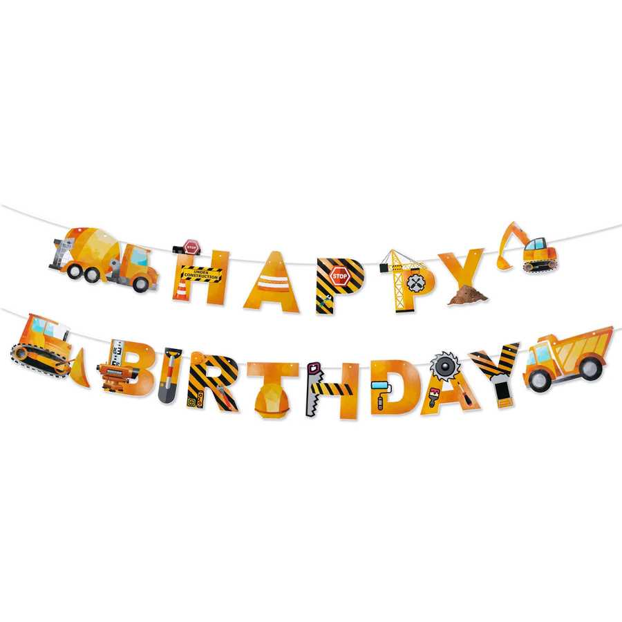 WEIGAO Geburtstag Banner mit Traktor LKW und Fahrzeug Muster als Girlande für den 1. Geburtstag von Babys in Mehrfarbig - Bild 2