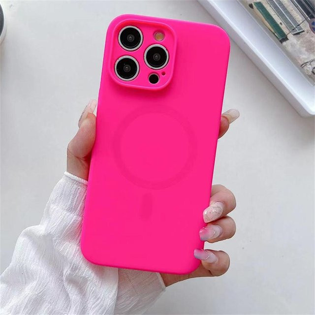 YULIN Magnetische Flüssigsilikon Schutzhülle für iPhone 13 in Pink und Purple mit Unterstützung für kabelloses Laden - Bild 1