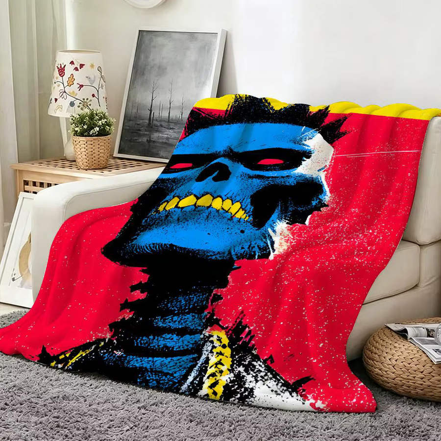 S-SHRUGS Wärmende Flanell-Decke in Weiß und Multicolour - Bild 4
