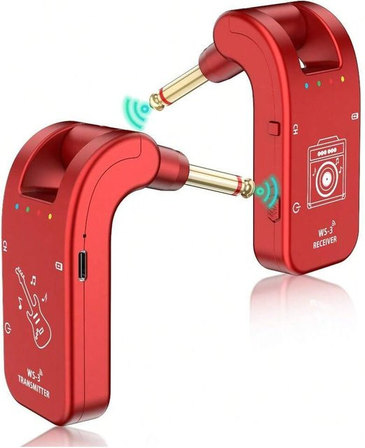 JAMJUM WS-3 Kabelloses Gitarrensystem in Rot für elektronische Musikinstrumente (Sender & Empfänger) - Bild 1