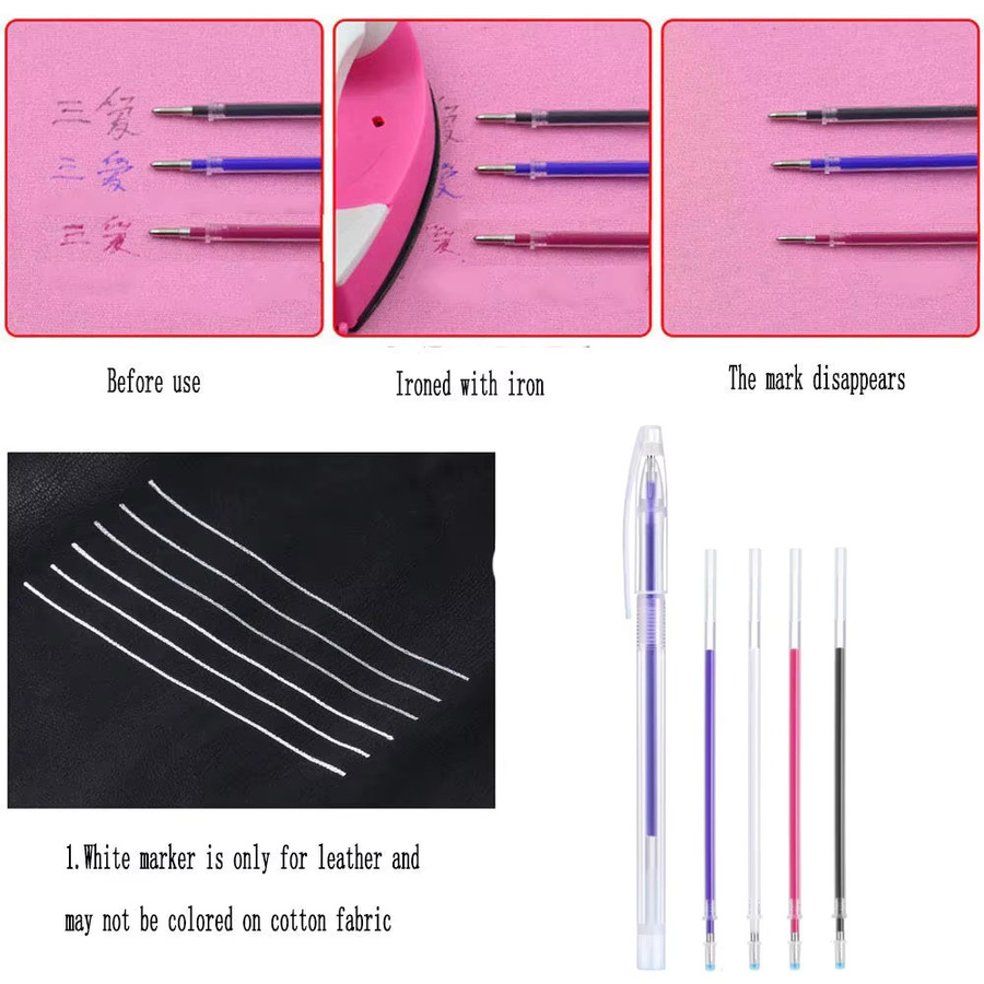 100 Stück wärmelöschbare Stoffmarkierungsstifte als Nachfüllpackung für Quilten, Nähen und DIY in Schwarz und Mehrfarbig - Bild 3
