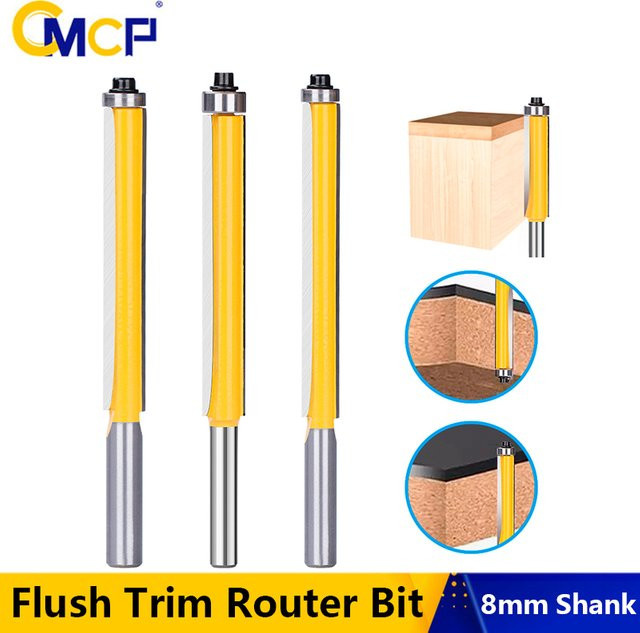CMCP Flush Trim Router Bit mit 8mm Schaft und langer Klinge aus Hartmetall für die Holzbearbeitung - Bild 1