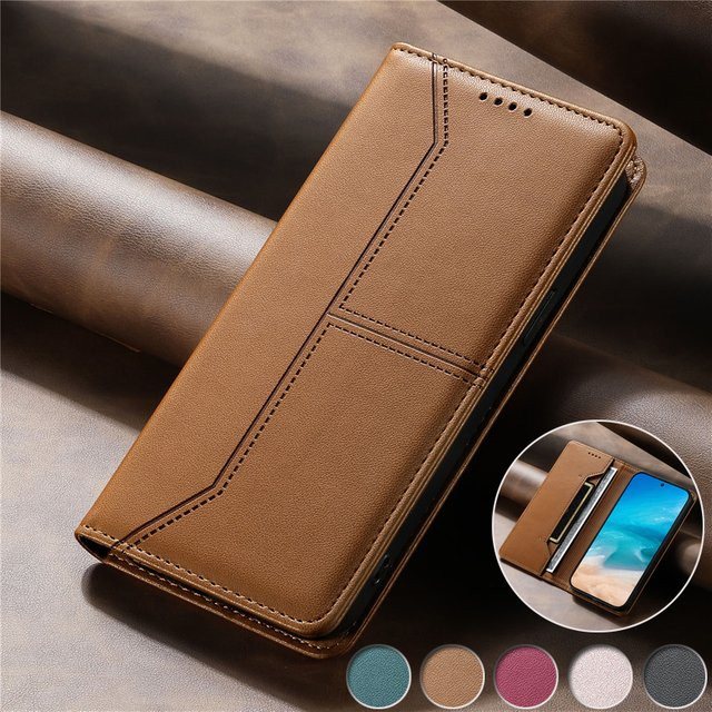 Luxuriöse magnetische Flip-Leder-Handyhülle Wallet Cover für Xiaomi Poco C61 C65 C55 X5 X6 F6 M6 Pro 4G 5G in Schwarz und Grün - Bild 1