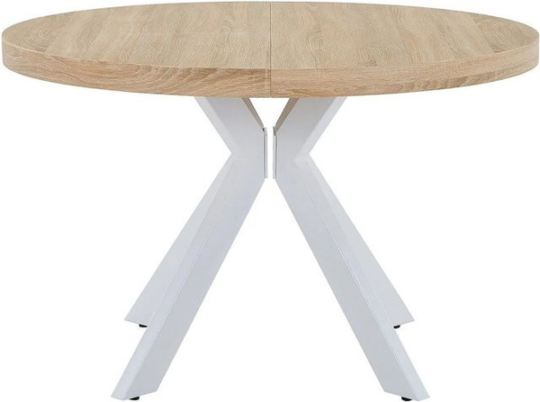Vente-unique Esstisch Komoni Modern aus MDF und Stahl in Naturfarben Hell und Weiß, ausziehbar, B/T/H: 220 x 120 x 76 cm