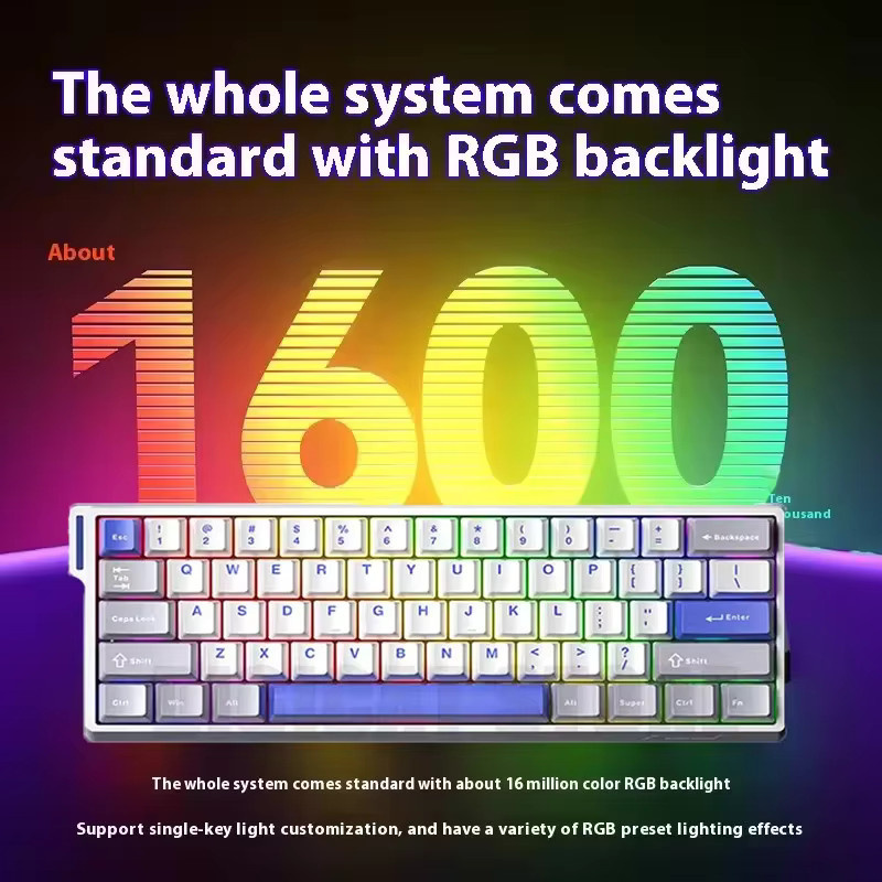 AULA Win60 HE Magnetschalter Gaming-Tastatur mit Hall-Effect-Technologie, 8k Pollingrate, 60 % Layout, RGB-Beleuchtung und Hot Swap, Schwarz-Grau - Bild 2