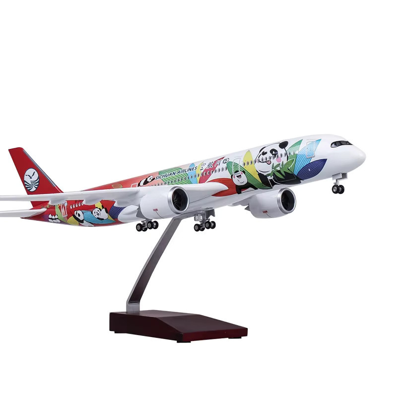 ZOCO Flugzeugmodell Sichuan Airlines A350 Panda Miniaturflugzeug aus Harz im Maßstab 1:142 mit Rädern und Lichtern, Länge: 47 cm - Bild 2