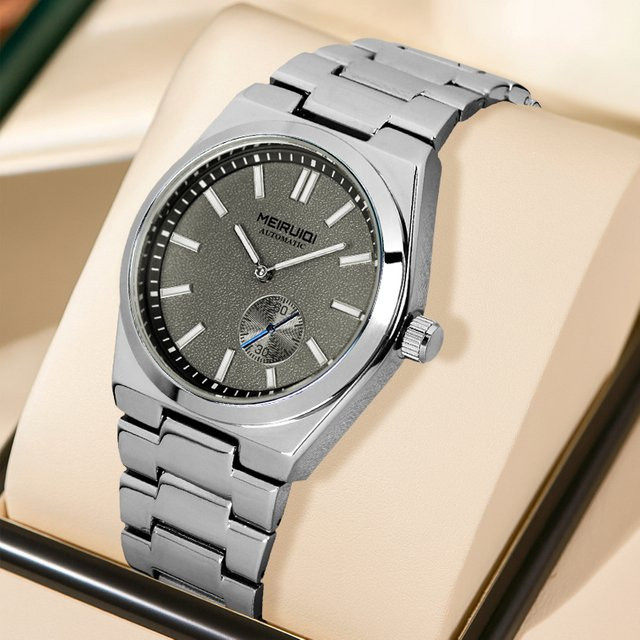 MEIRUIQI Armbanduhr Edelstahl, Automatik, Silber, Herren - Bild 1
