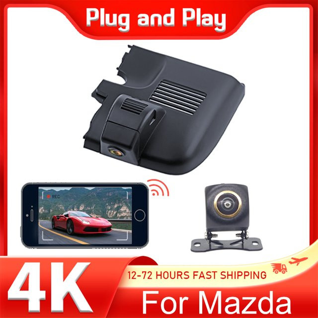 CARBAOHUI 4K Dash Cam mit WIFI für Mazda 6 Atenza 2018 bis 2024, Vorne und Hinten, Schwarz - Bild 1