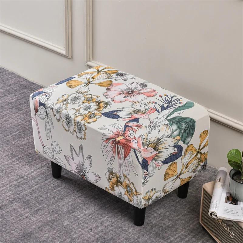 Yiran Furniture Stretch-Spandex Hockerbezug im pastoralen Stil für Osmanische Hocker und Sofahocker - Bild 1