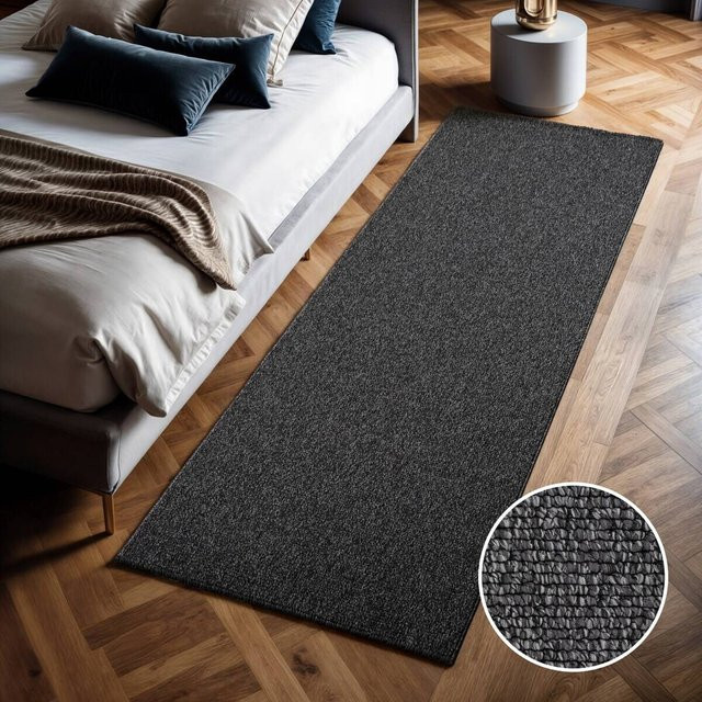 Sanat Teppich LORA PLUS in Anthrazit mit modernem Design, pflegeleicht und strapazierfähig, Breite: 80 cm, Länge: 200 cm - Bild 1