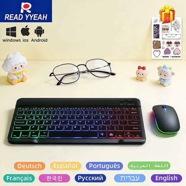 Xiaomi Bluetooth Tastatur mit Maus und Hintergrundbeleuchtung in Grün für iPad, Samsung, Android und Windows - Bild 1