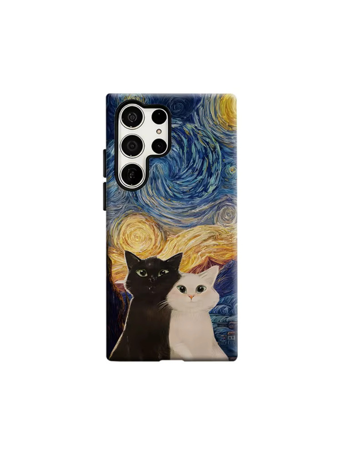 Stoßfeste Doppelschicht Handyhülle mit Sternennacht-Katzen Motiv für Samsung Galaxy S26 S25 Ultra S24 S23 Ultra Plus in Multicolour - Bild 7