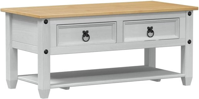 vidaXL Couchtisch aus massivem Kiefernholz in Weiß, B/T/H: 100 x 48 x 45 cm - Bild 1