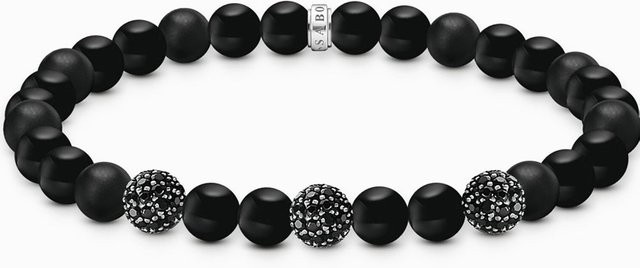 Thomas Sabo Armband, 925 Silber, Obsidian, Zirkonia, Schwarz, Unisex - Bild 1