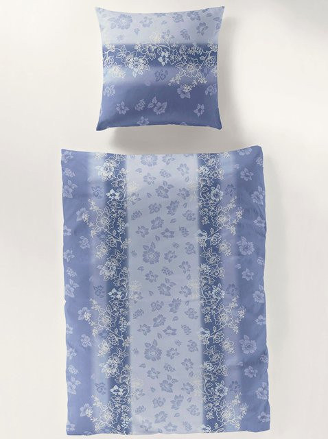 Bierbaum Bettwäsche aus Mako-Satin in Blau mit Reißverschluss, B/T: 135 x 200 cm und 80 x 80 cm - Bild 1