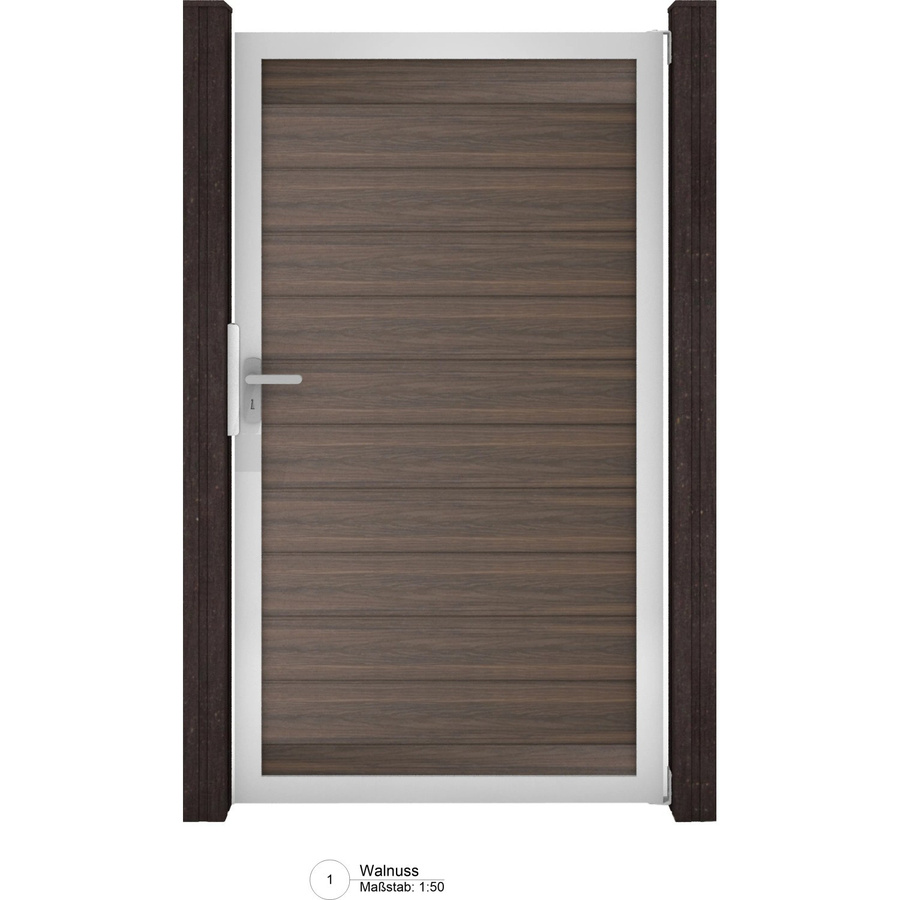 GroJa Solid Steckzaun Tor Universal-DIN Sondermaß in Walnuss, B: 150 cm, H: 180 cm - Bild 2
