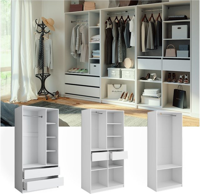 Vicco Kleiderschrank Elmo Weiß 3-teiliges Set für das Schlafzimmer B: 100 cm, H: 200 cm - Bild 1