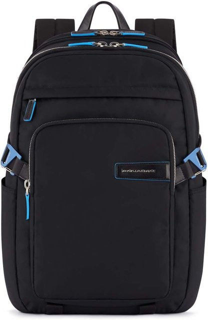 Piquadro PQ-RY Laptoprucksack für 15,6 Zoll aus Stoff und Leder in Schwarz - Bild 1