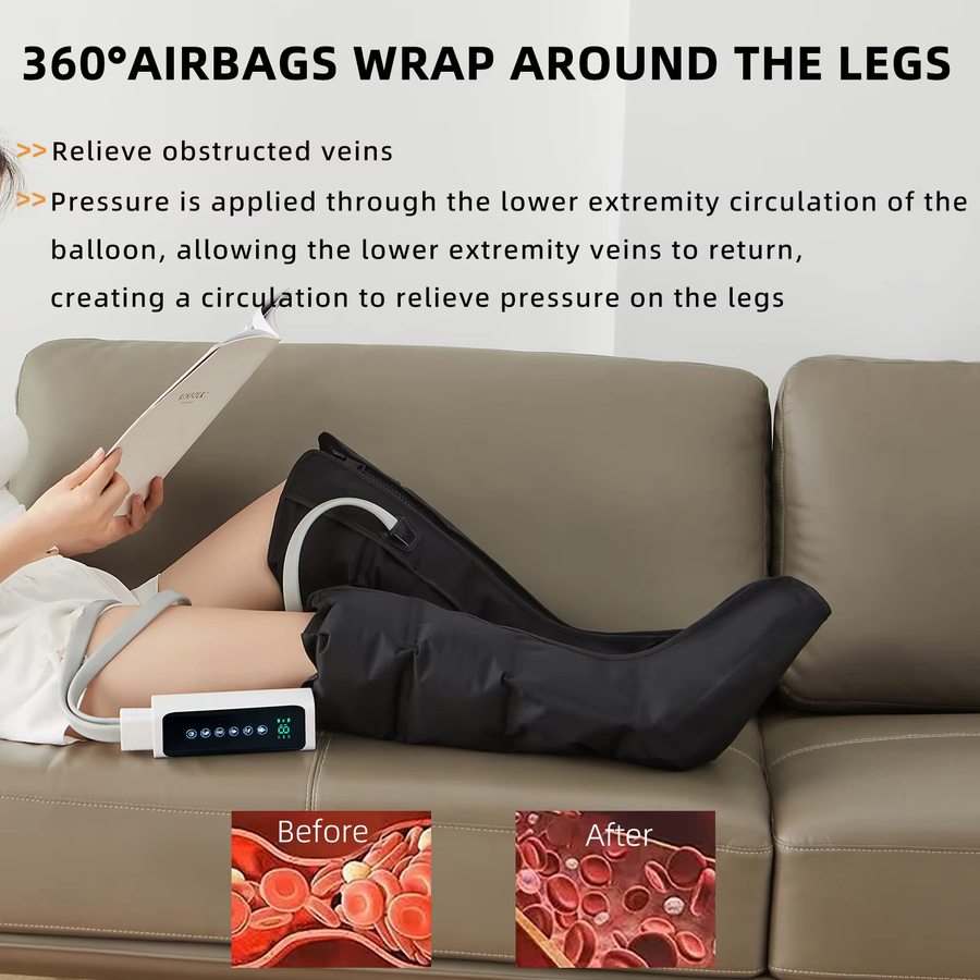 MagCellapy Lymphdrainage-Rehabilitationssystem mit 4 Airbags zur Beinluftkompressionsmassage und Pressotherapie in Schwarz - Bild 3
