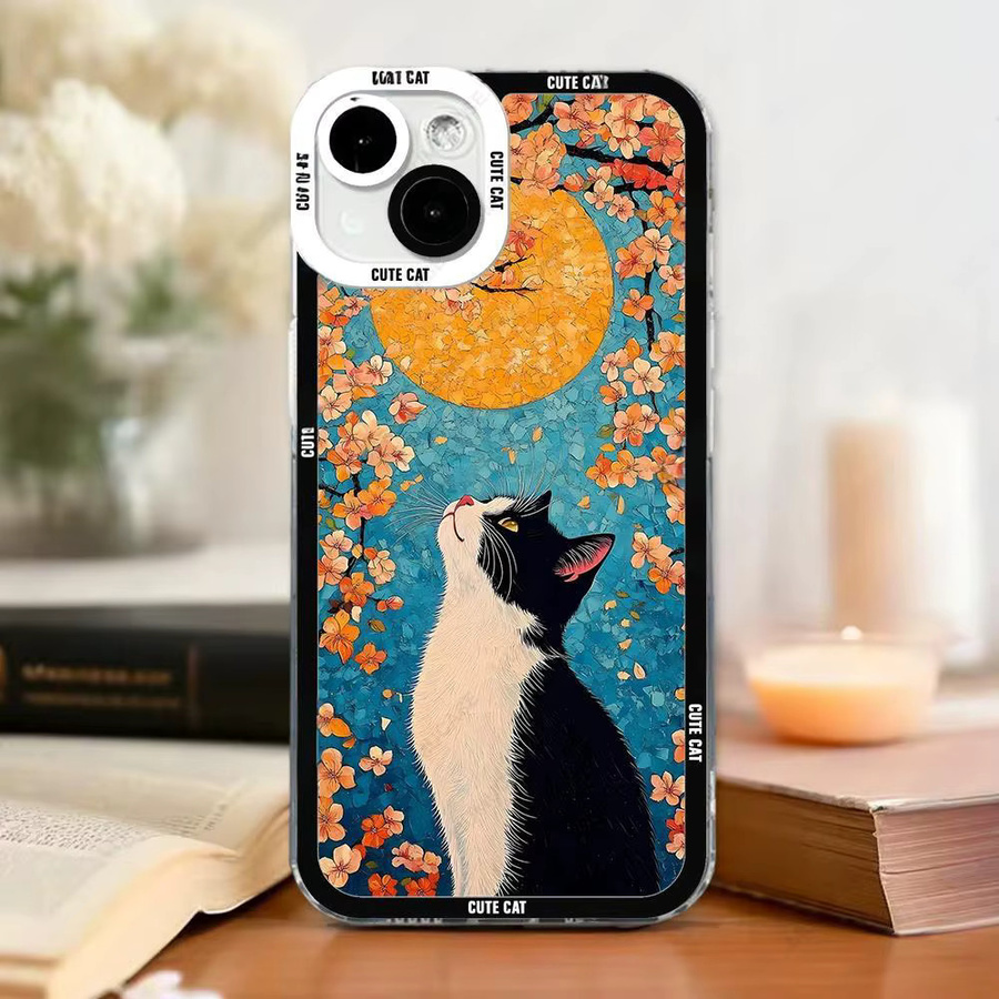 Stoßfeste Silikon Handyhülle mit Katzenmotiv für iPhone Modelle von 7 bis 17 Pro Max in Multicolour von jamular - Bild 2