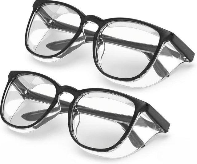2er-Set Antibeschlag-Schutzbrille mit Seitenschutz und Anti-Blaulicht-Filter von Bai Fen Bai Electronic 3C in Weiß und Transparent - Bild 1