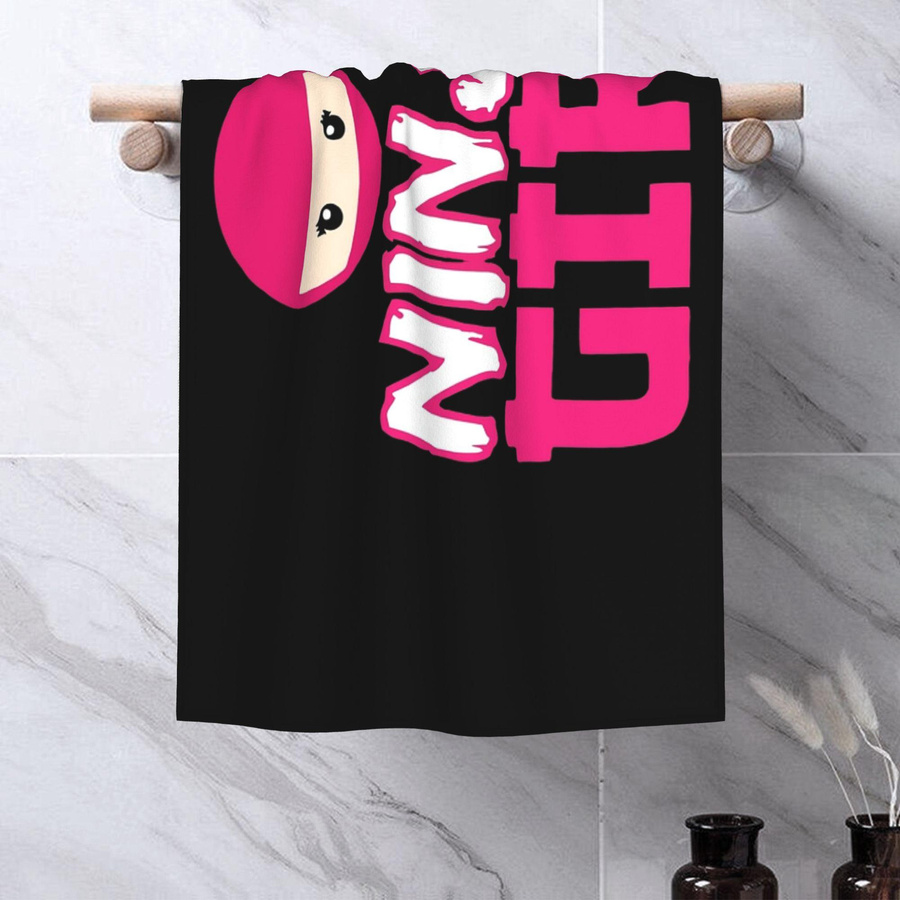 Schnelltrocknendes Baumwolltuch für Mädchen mit Ninja-Motiv, weiß, B: 137 cm, H: 178 cm - Bild 3