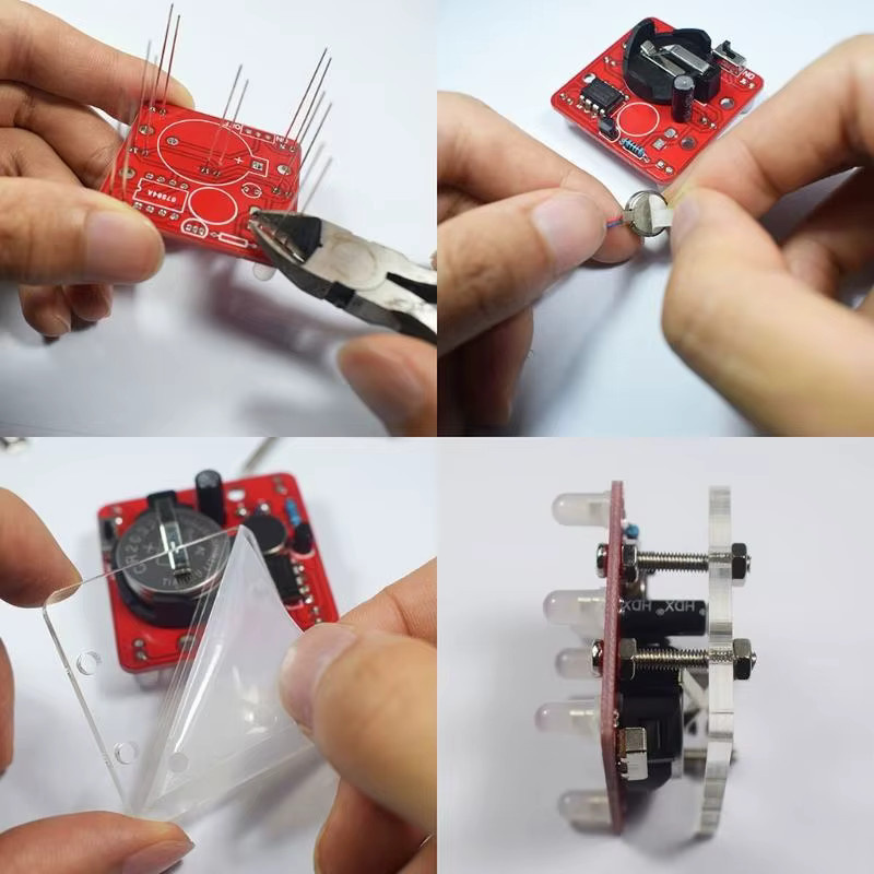 OOTDTY Swing Shaking LED-Würfel-Set, DIY-Elektronik-Kits, Gelb - Bild 2