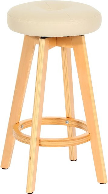 PROREGAL Barhocker drehbar aus Kunstleder und Holz in Beige mit Sitzhöhe 67 cm - Bild 1