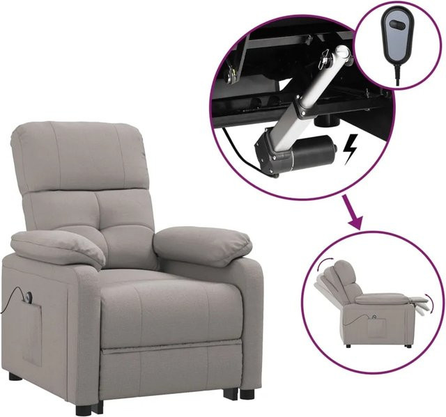 vidaXL Elektrischer Relaxsessel in Taupe aus Stoff mit Armlehnen - Bild 1