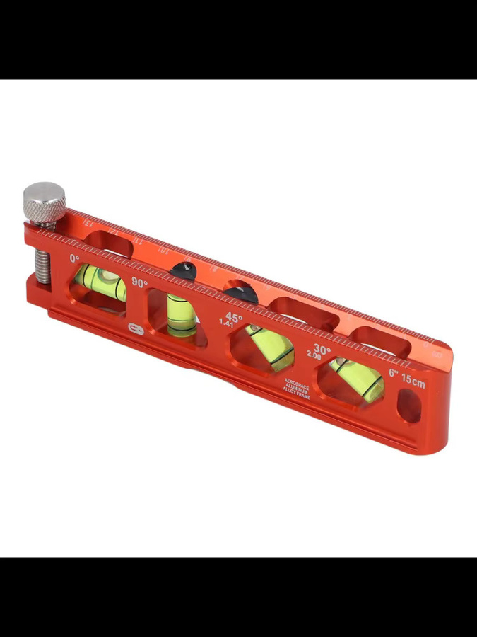 Magnetisches Wasserwaage-Lineal in Orange mit 4 Wasserwaagen und metrischer sowie kaiserlicher Skala, Länge: 15 cm - Bild 4