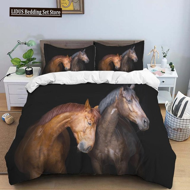 Lodestar Bettwäscheset mit Pferde-Motiv in Schwarz, Microfaser, B/H: 135 x 200 cm - Bild 1