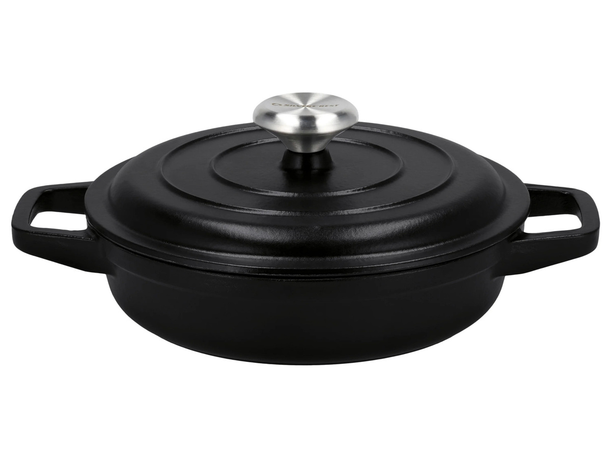 SILVERCREST Premium-Gusseisentopf-Set aus emailliertem Gusseisen mit Deckel, Schwarz, 1,9 l / 2,9 l / 4,2 l - Bild 1