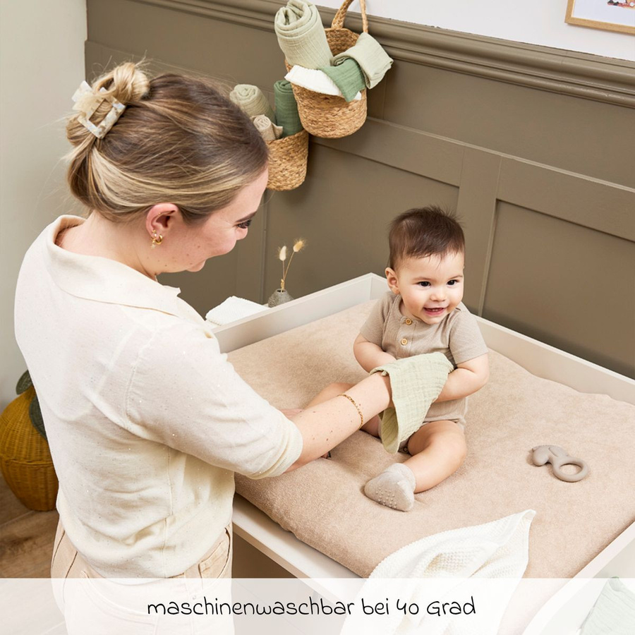 Meyco Baby Wickelauflagenbezug aus Frottee in Sand/Beige, B/T: 85 x 75 cm - Bild 2