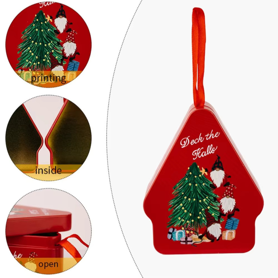 WakaParty Weihnachts-Süßigkeitenbox aus Zinn in Baumform als hängendes Ornament für deine Weihnachtsdekoration - Bild 3