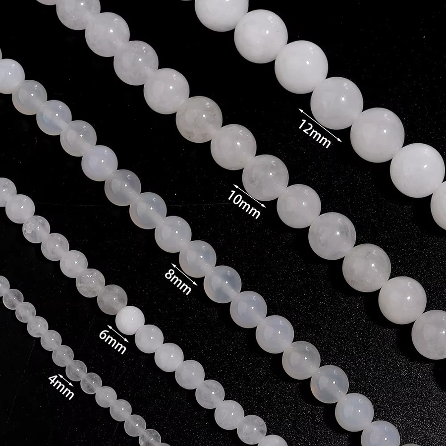 Perlen Chalcedon, Jade, weiß, rund - Bild 2
