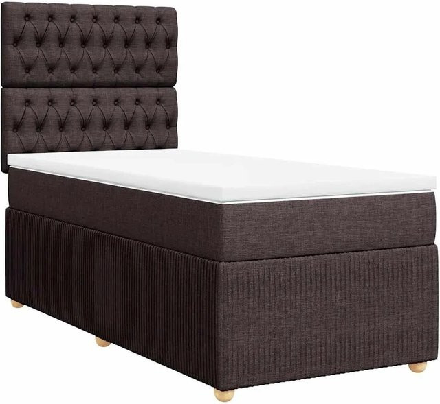 vidaXL Boxspringbett Hybrid mit Matratze und Taschenfederkern in Dunkelbraun, B/T: 100 x 200 cm - Bild 1