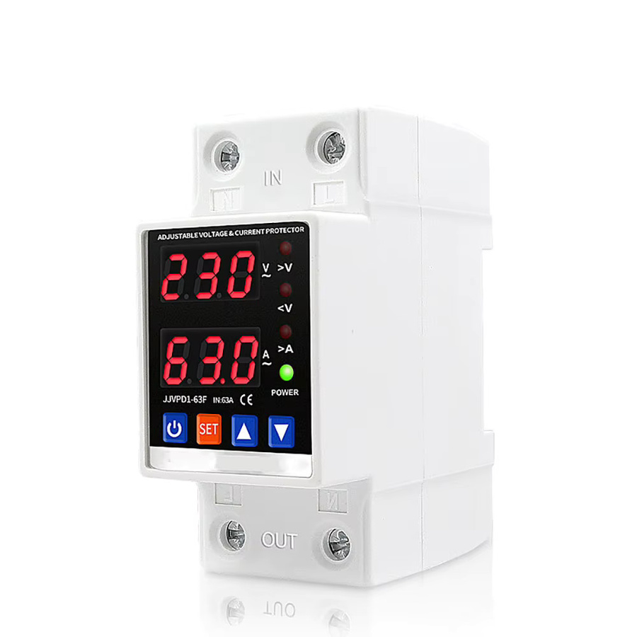 Digitales Über-/Unterspannungsschutzrelais mit Dual-Display für die DIN-Schiene, 230V, einstellbar, Farbe: Weiß - Bild 2