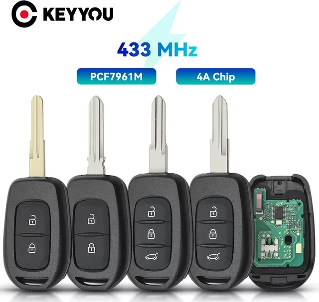 KEYYOU Fernbedienung Auto Schlüssel 433MHz PCF7961M in Schwarz für Renault Sandero Dacia Logan Lodgy Dokker Duster Trafic Clio4 Master3 VAUXHALL VIVARO - Bild 1
