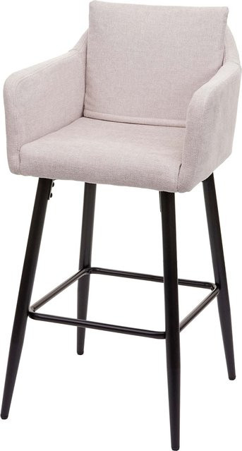 Barhocker MCW-H93 in Beige mit Stoffbezug und Metallgestell - Bild 1