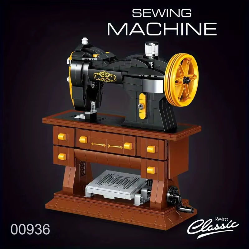 AMAZINGBLOKS Retro-Nähmaschine DIY-Baukasten in Schwarz aus Kunststoff mit 633 Teilen - Bild 2
