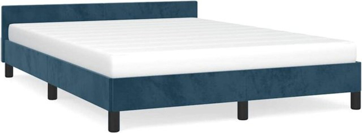 Vidaxl Polsterbett aus Samt in Blau, Modernes Bettgestell ohne Matratze, B/T/H: 140 x 190 cm - Bild 1