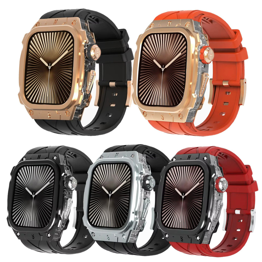 OAKCHARM Uhrenarmband für Apple Watch S10 46 mm, Silikon, Schwarz, Herren - Bild 2