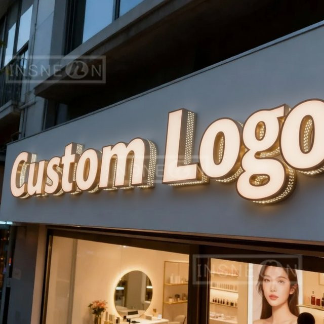 Individuelles Business Logo Neon LED Schild aus Metall in 3D-Optik für Außenwerbung und Wandgestaltung in Schwarz - Bild 1