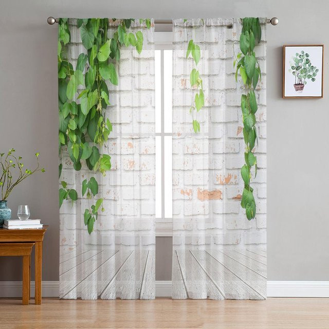 Transparenter Tüll-Vorhang mit Naturmotiv in Weiß von Household supplies MH, Breite: 135 cm, Höhe: 115 cm - Bild 1