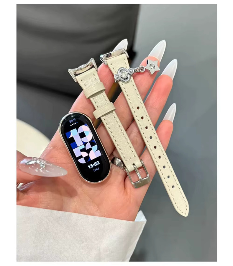 iwujiao Uhrenarmband Leder, Weiß, Kristall, Unisex - Bild 3