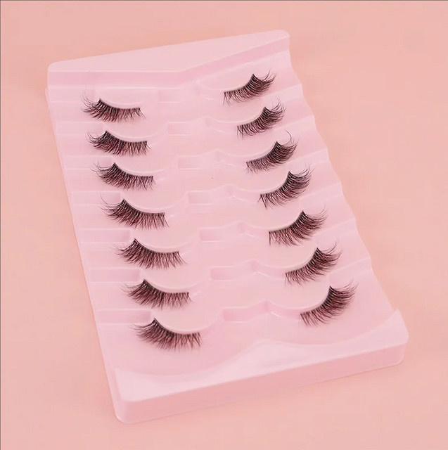 lonzunin Falsche Wimpern, 7 Paar, transparentem Stiel, dick, lockig - Bild 1